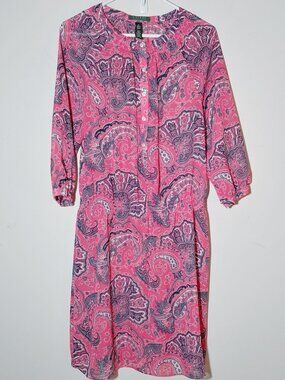 Lauren Ralph Lauren Paisley Coral Red Semi-Sheer Midi Dress Size 8